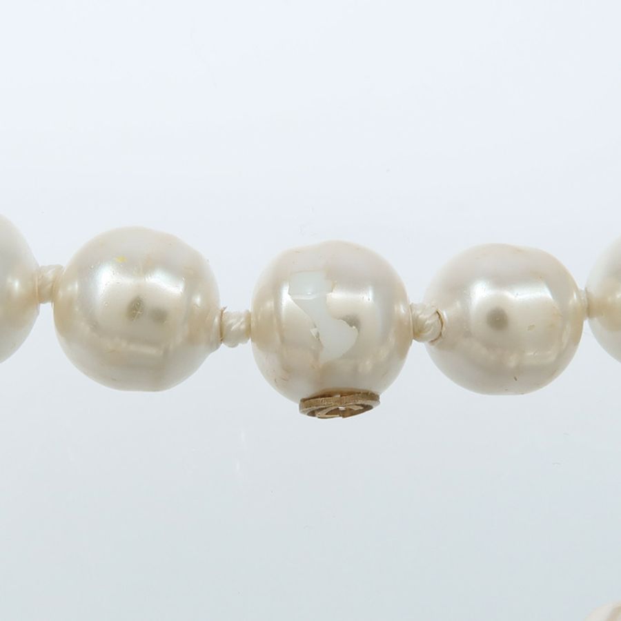GUCCI PVC/Metal Faux Pearl Ribbon Necklace項鏈-8
