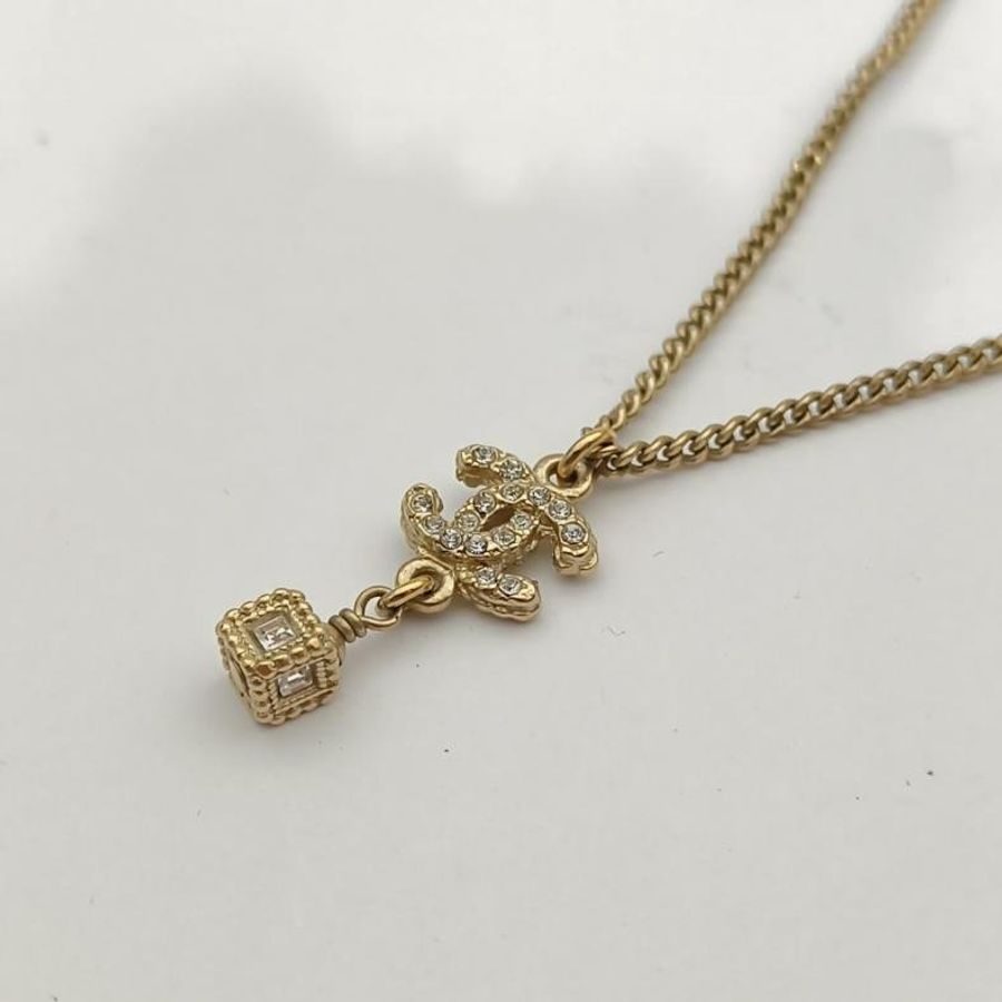 CHANEL 合金水鑽13K雙C項鏈-2