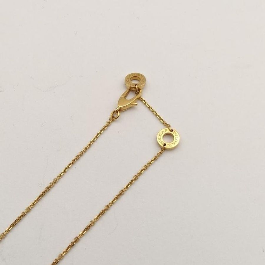 BVLGARI DIVASDREAM白母貝單鑽小扇子項鏈18K黃金/鑽石/白貝母-2