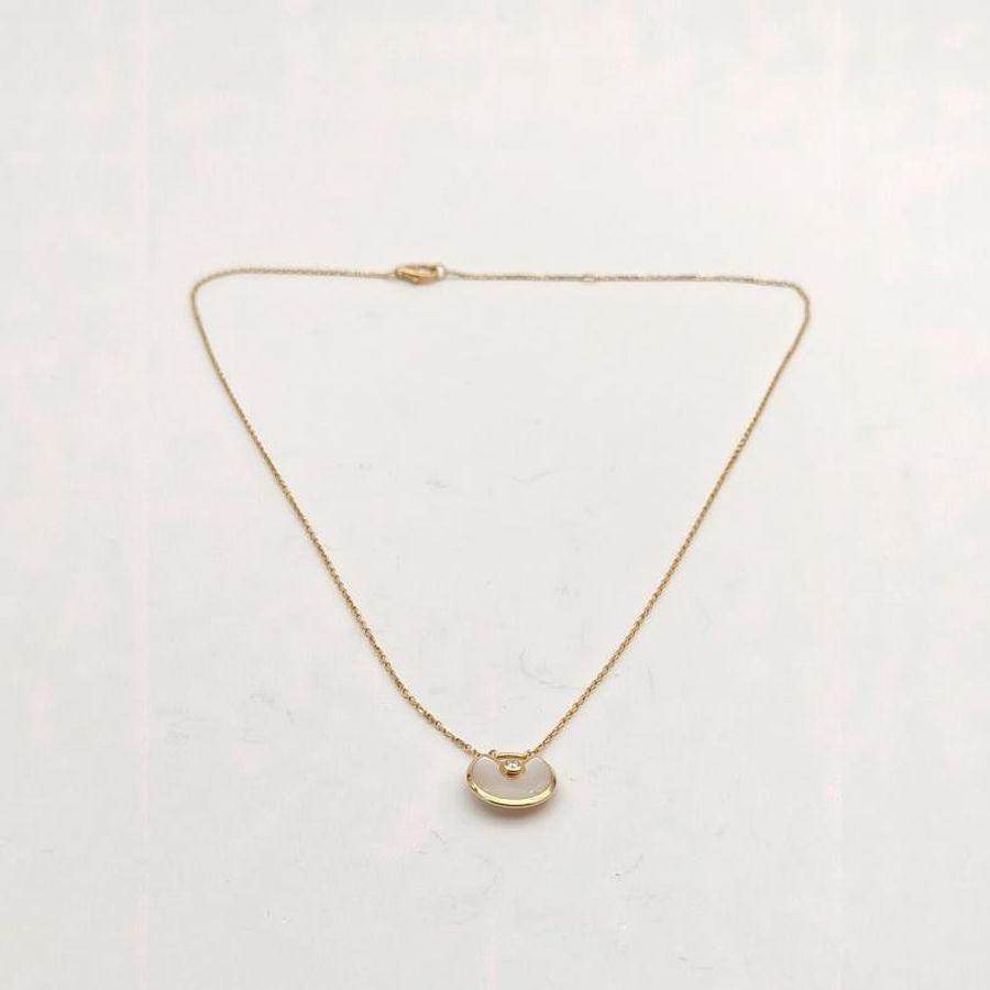 CARTIER AMULETTE護s符白母貝項鏈超小號18K黃金/鑽石/白貝母-5