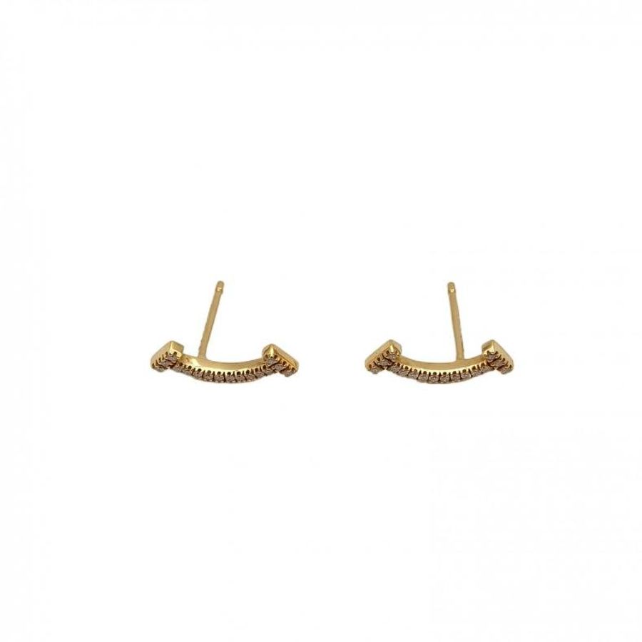 TIFFANY&CO TiffanyT微笑耳環滿鑽18K玫瑰金/鑽石-0
