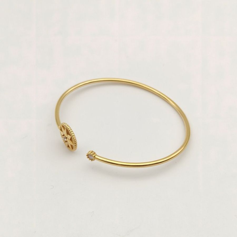 DIOR 18K黃金鑽石八芒星羅盤開口手鐲-2