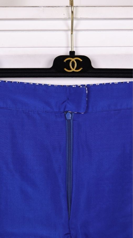 Chanel 20P春夏预告系列蓝白编织牛仔滚边短裤-14