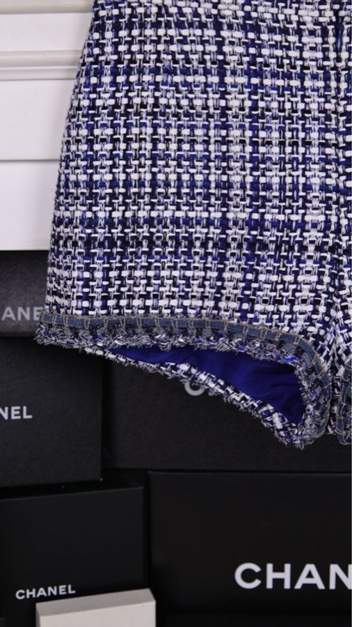 Chanel 20P春夏预告系列蓝白编织牛仔滚边短裤-18