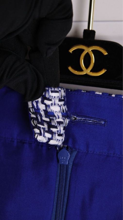 Chanel 20P春夏预告系列蓝白编织牛仔滚边短裤-26