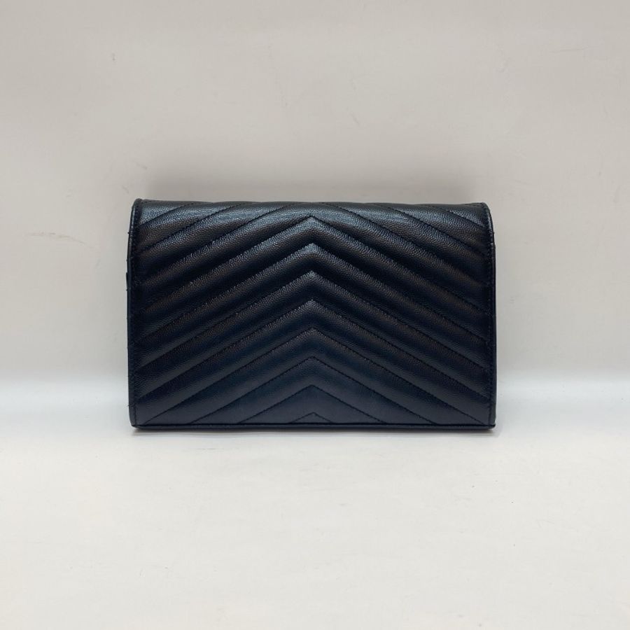 YSL圣罗兰LE Monogramme黑银中号信封包14*22*2-1