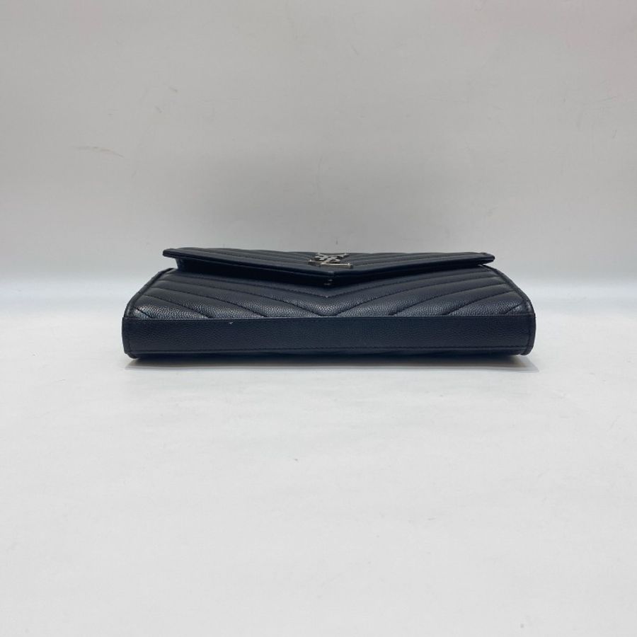 YSL圣罗兰LE Monogramme黑银中号信封包14*22*2-8