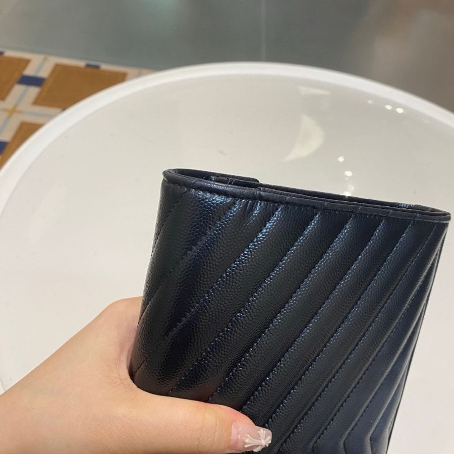 YSL圣罗兰LE Monogramme黑银中号信封包14*22*2-25