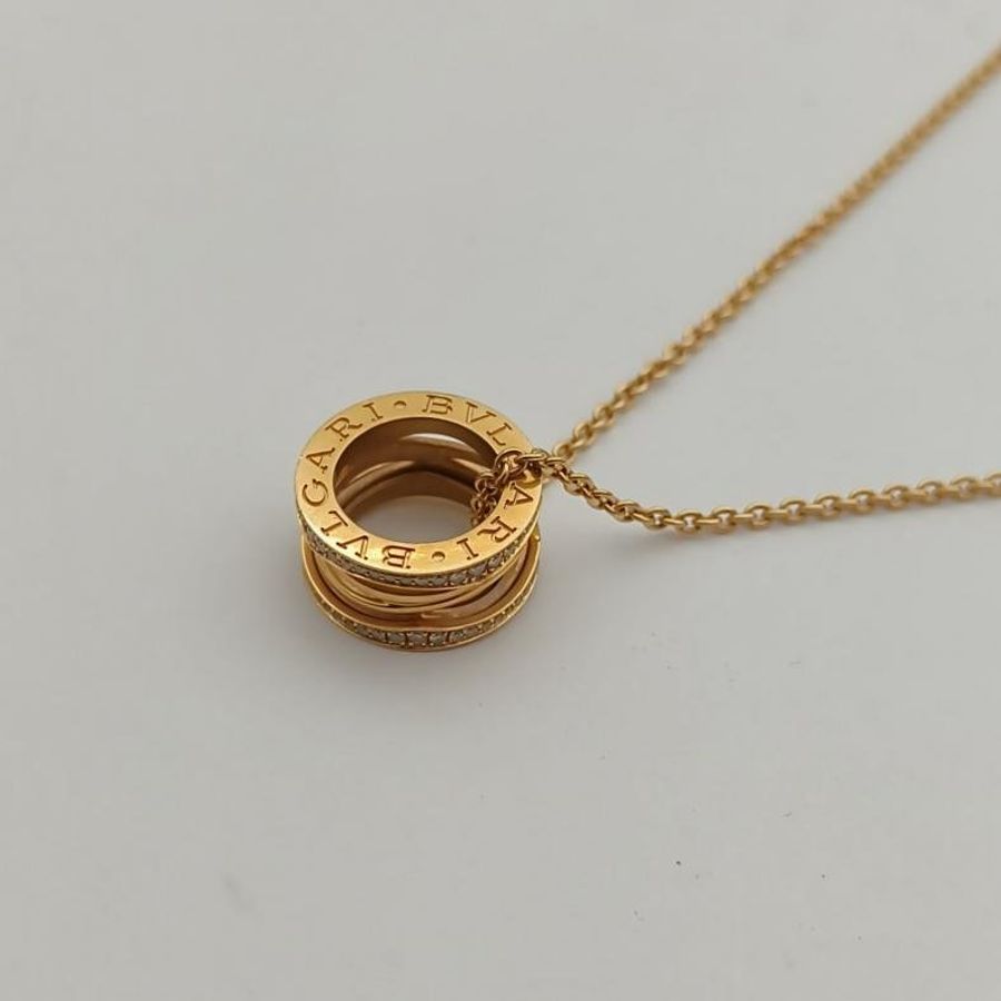 BVLGARI B.ZERO1彈簧項鏈鏤空雙邊鑽18K玫瑰金/鑽石項鏈-3