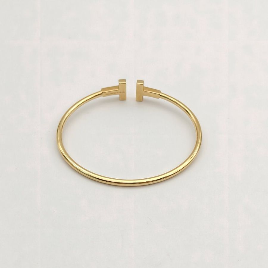 TIFFANY&CO TiffanyT線圈手鐲中號18K玫瑰金/鑽石15號-1
