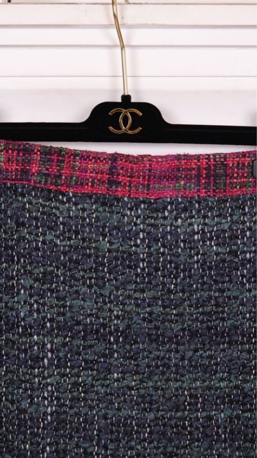 Chanel 18年红绿粗花呢拼色半裙-24