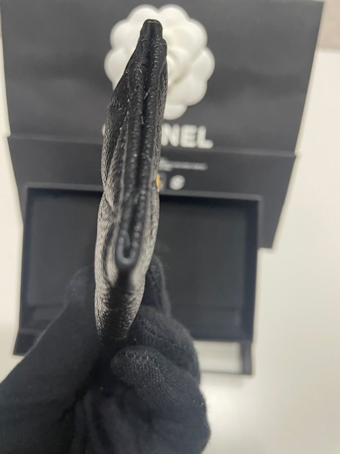 Chanel 經典款boy黑色荔枝牛皮金扣卡片夾-10