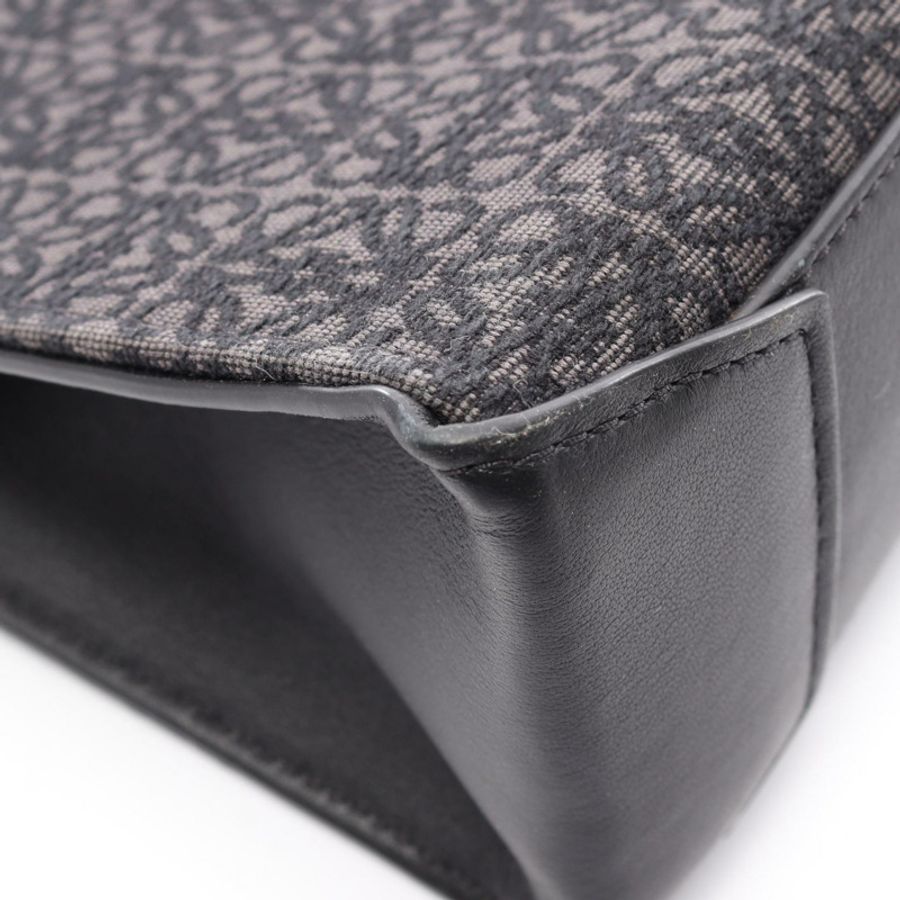 LOEWE Buckle Horizontal Anagram 手提單肩包,帆布皮革,黑色/灰色,二手-5