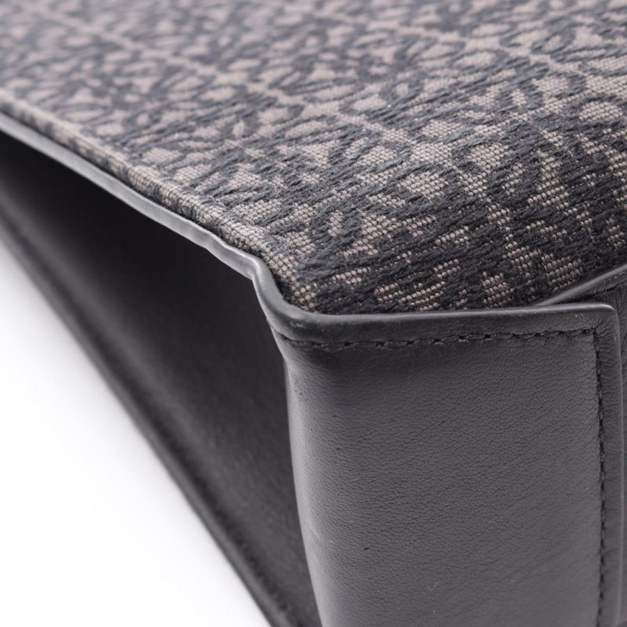 LOEWE Buckle Horizontal Anagram 手提單肩包,帆布皮革,黑色/灰色,二手-6