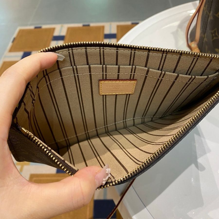 LV路易威登Neverfull老花中号米色内里托特包购物袋31.5*28*16-16