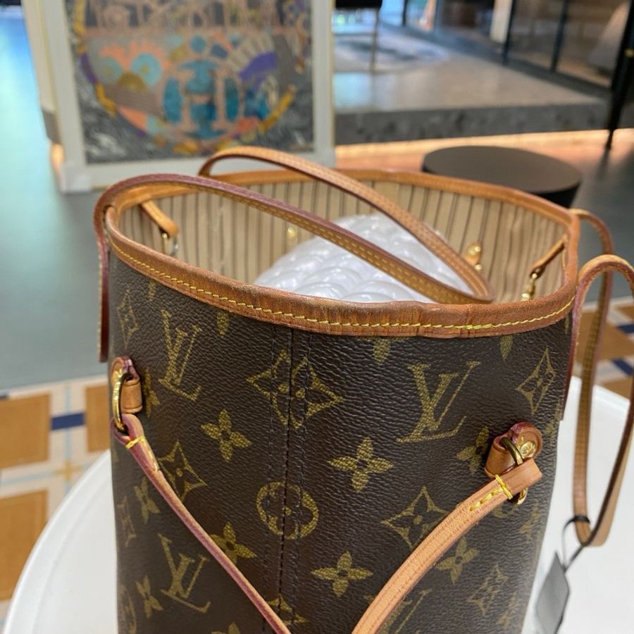 LV路易威登Neverfull老花中号米色内里托特包购物袋31.5*28*16-28