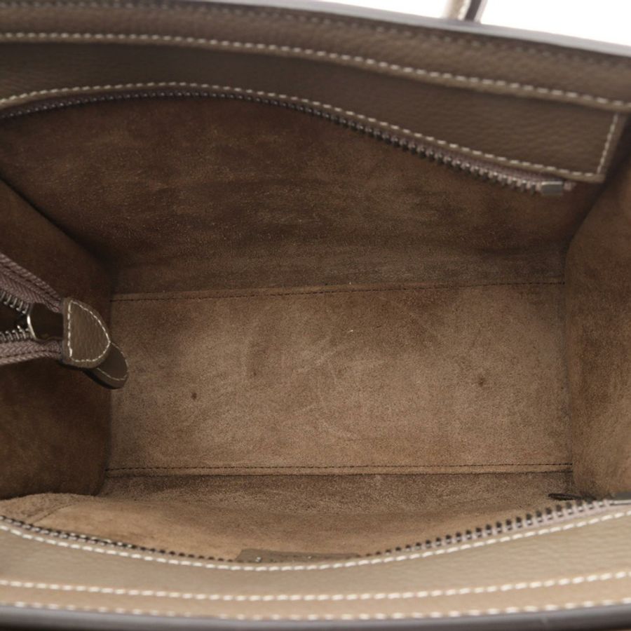 CELINE Luggage Nano Shopper 2WAY 單肩手提包,米色皮革,二手女款-4