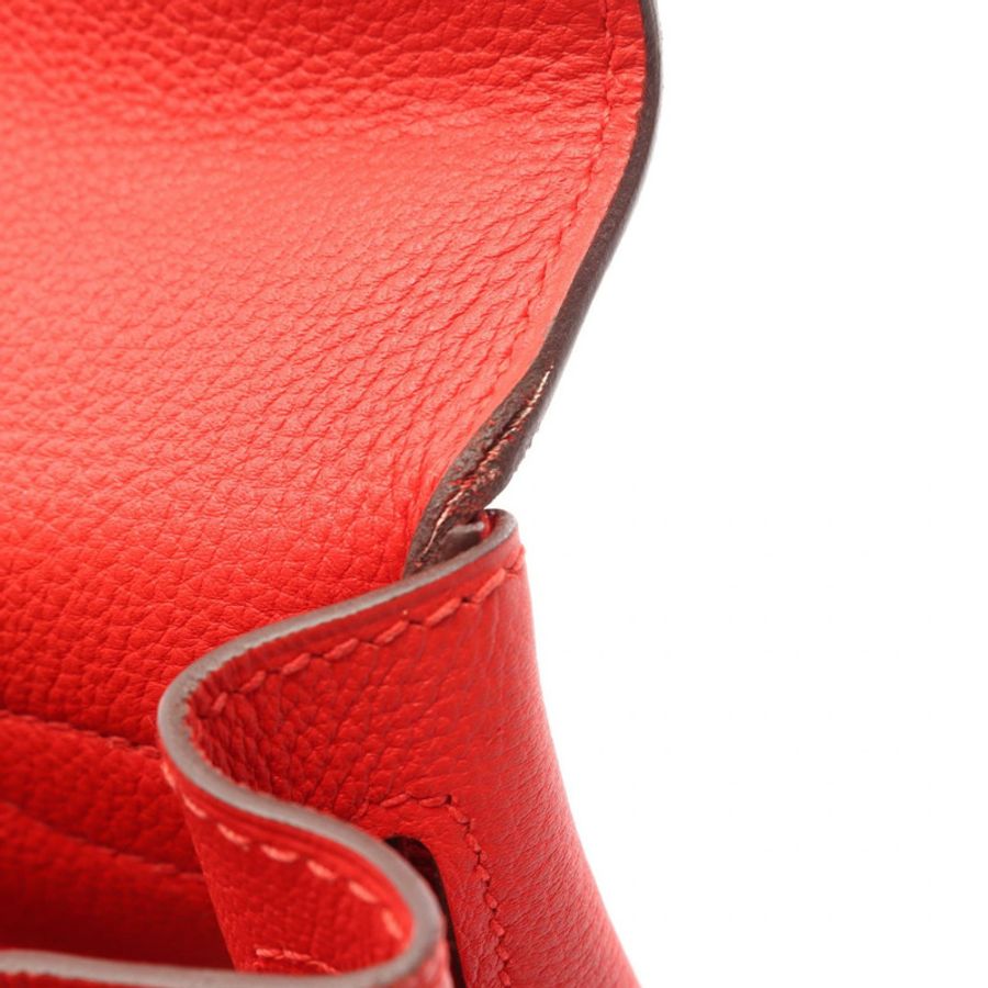 HERMES Kelly 28 Sellier 單肩手提包 Togo 皮革 Rouge Coeur GHW 二手 D-7