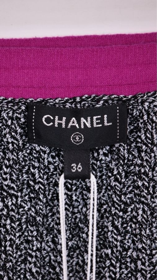 Chanel 21K黑粉拼色针织两口袋半裙-13
