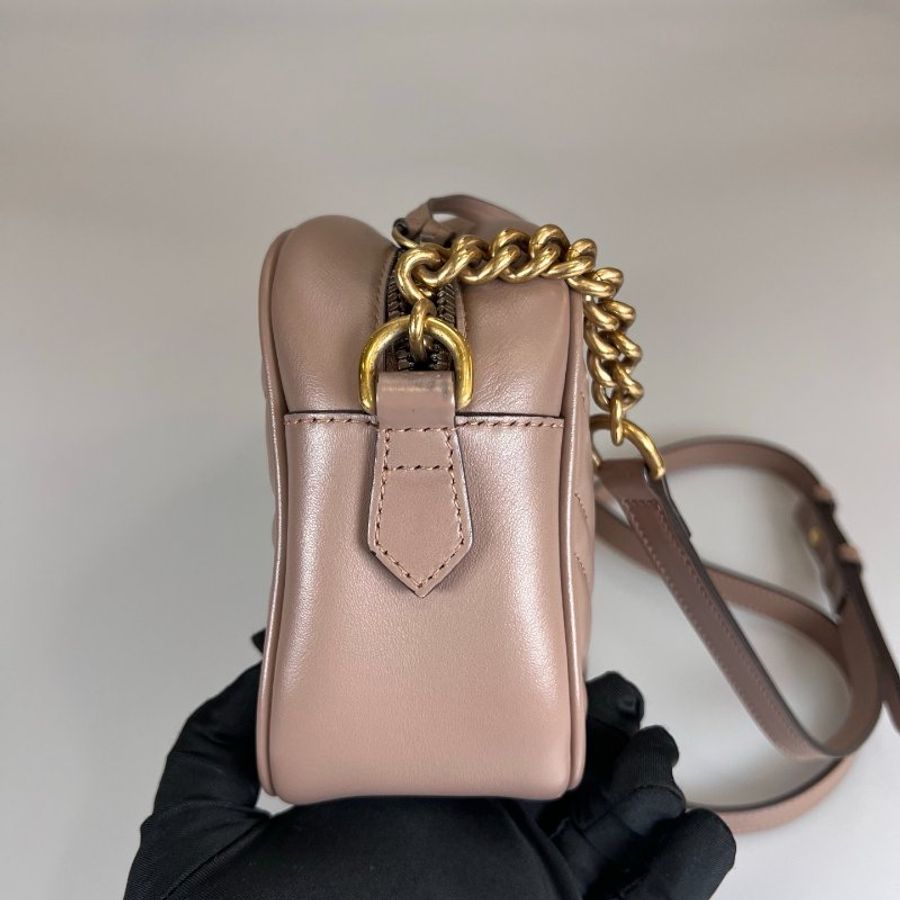 GUCCI 447632藕粉Marmont相機包 24CM-2