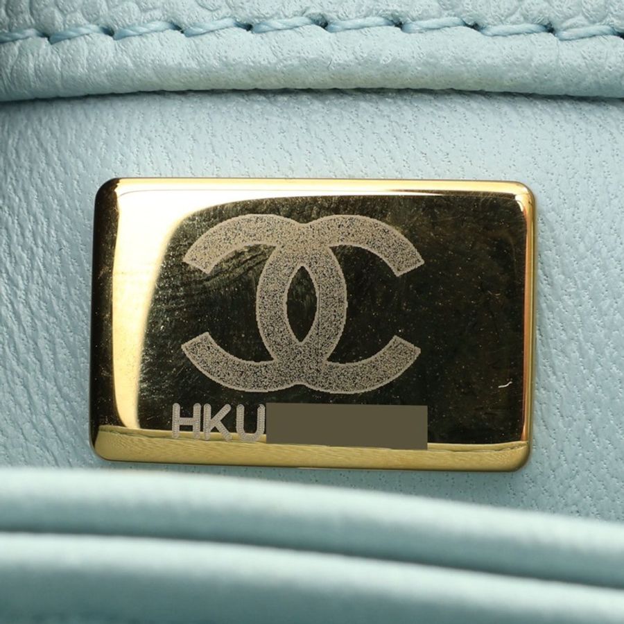 CHANEL 香奈兒 COCO Handle XS 肩背包 水藍色 荔枝紋 菱格紋牛皮 銀釦 A92990 A92990-5