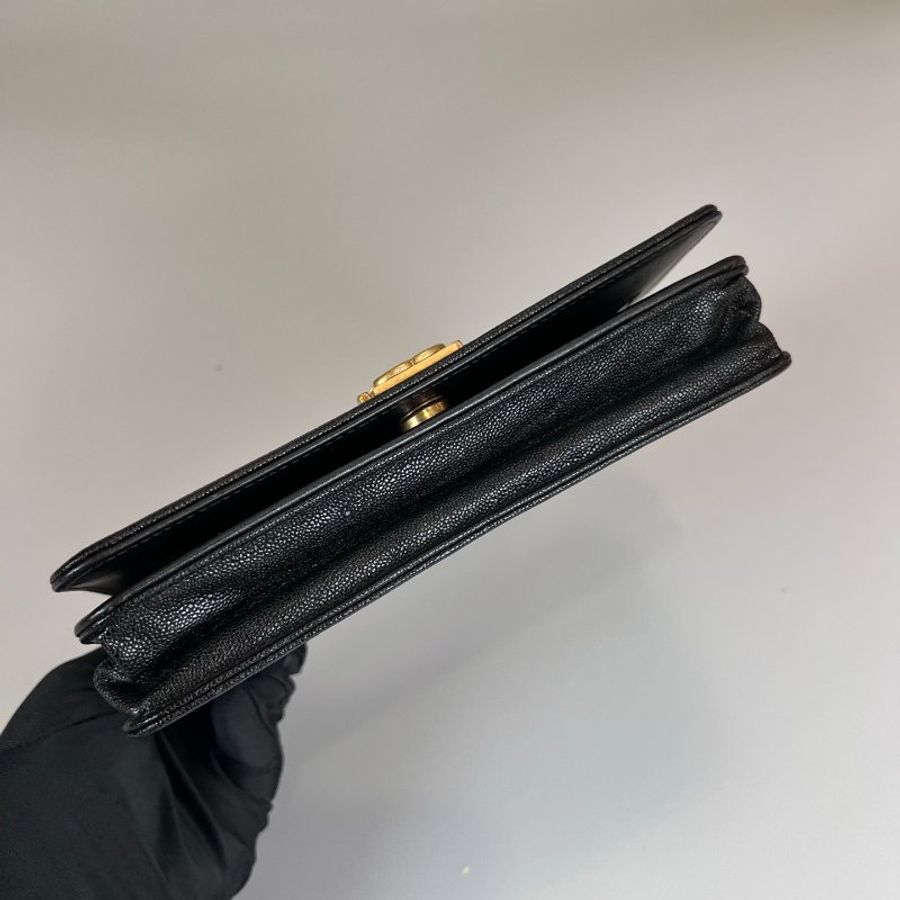 CHANEL BOY WOC 荔枝黑 保卡款25開-4