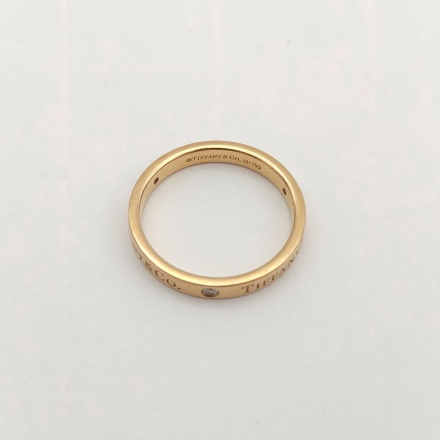 TIFFANY&CO Tiffany&Co.三鑽戒指窄版18K玫瑰金/鑽石56-2