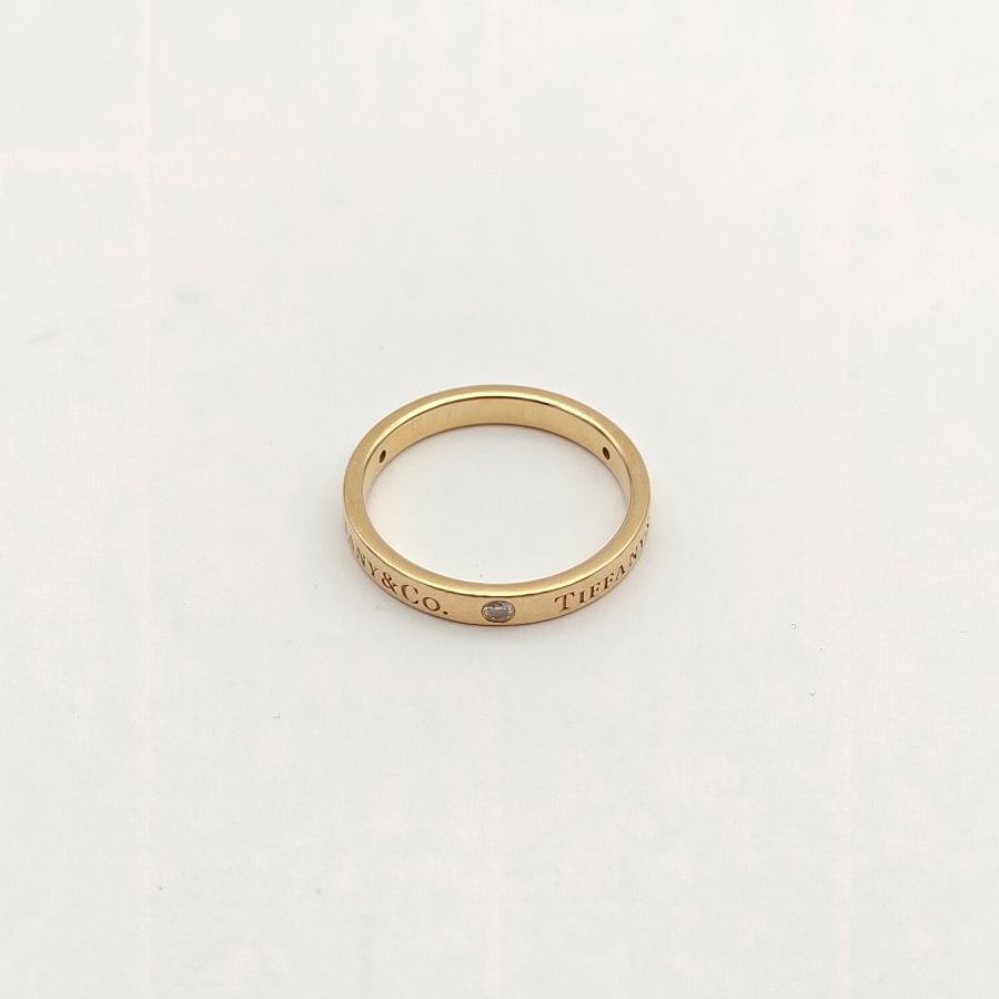 TIFFANY&CO Tiffany&Co.三鑽戒指窄版18K玫瑰金/鑽石56-3