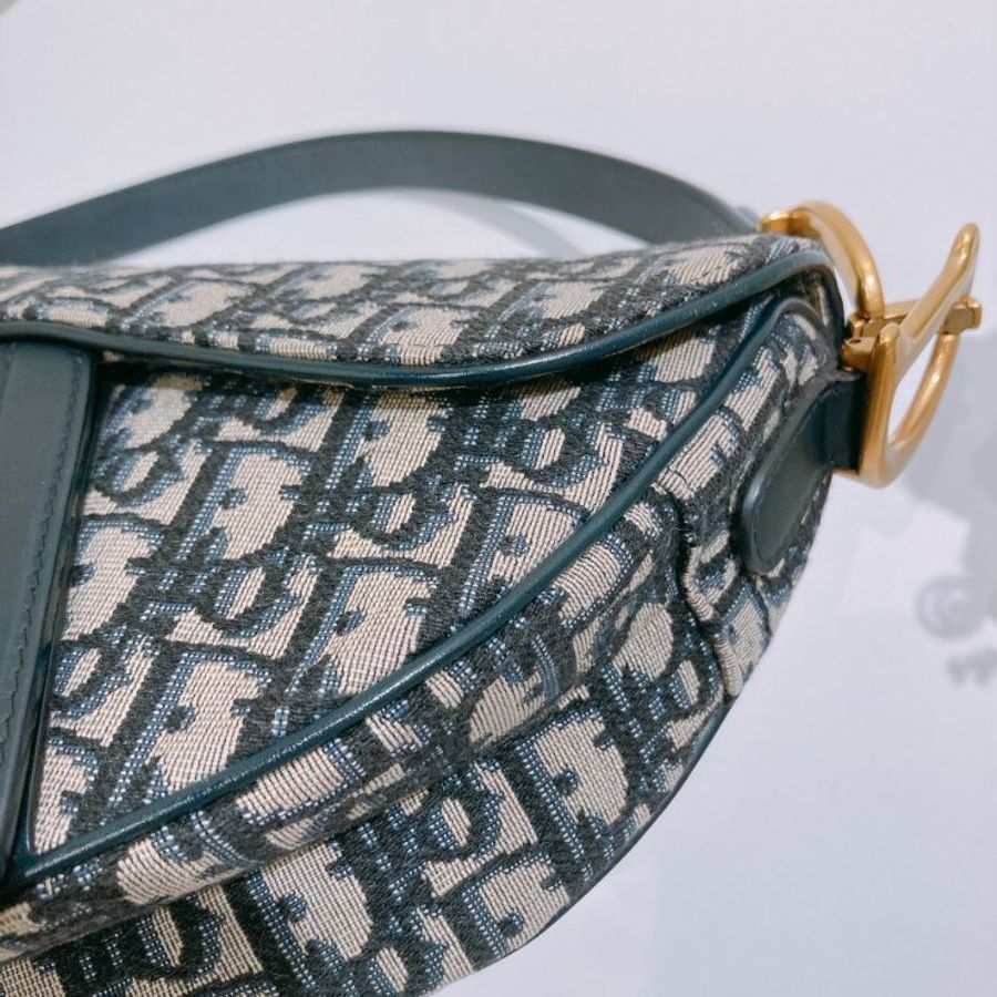 TW4933	Christian Dior迪奧深藍老花馬鞍包 Medium Saddle Handbag Oblique Canvas x Blue [Pre-Owned]-8