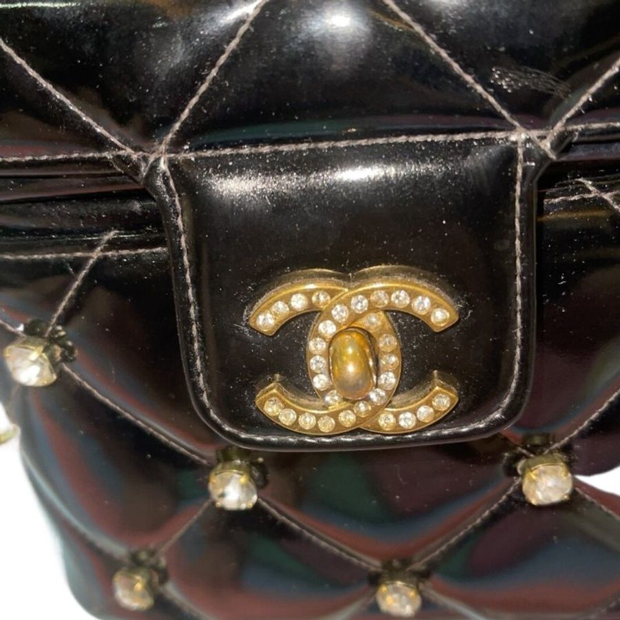 Chanel香奈兒黑金1995年帶鑽限量秀款化妝箱-8