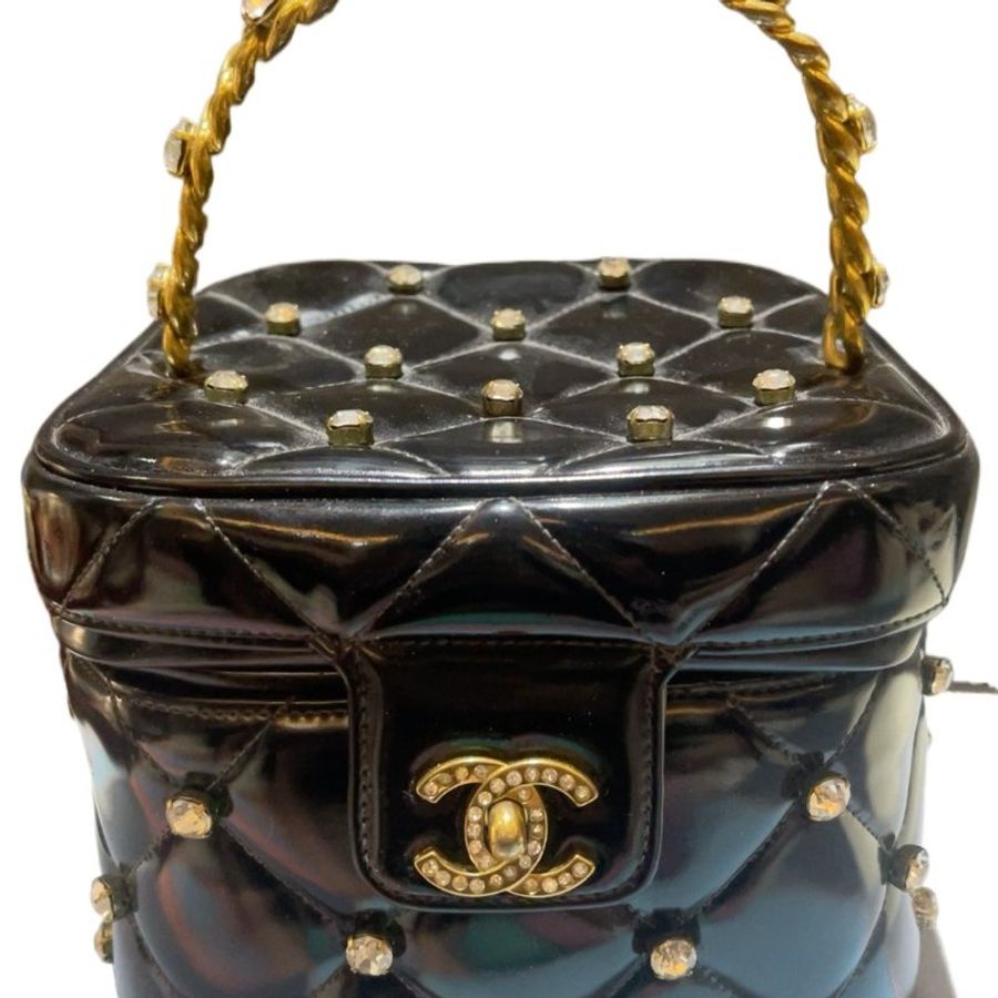 Chanel香奈兒黑金1995年帶鑽限量秀款化妝箱-9