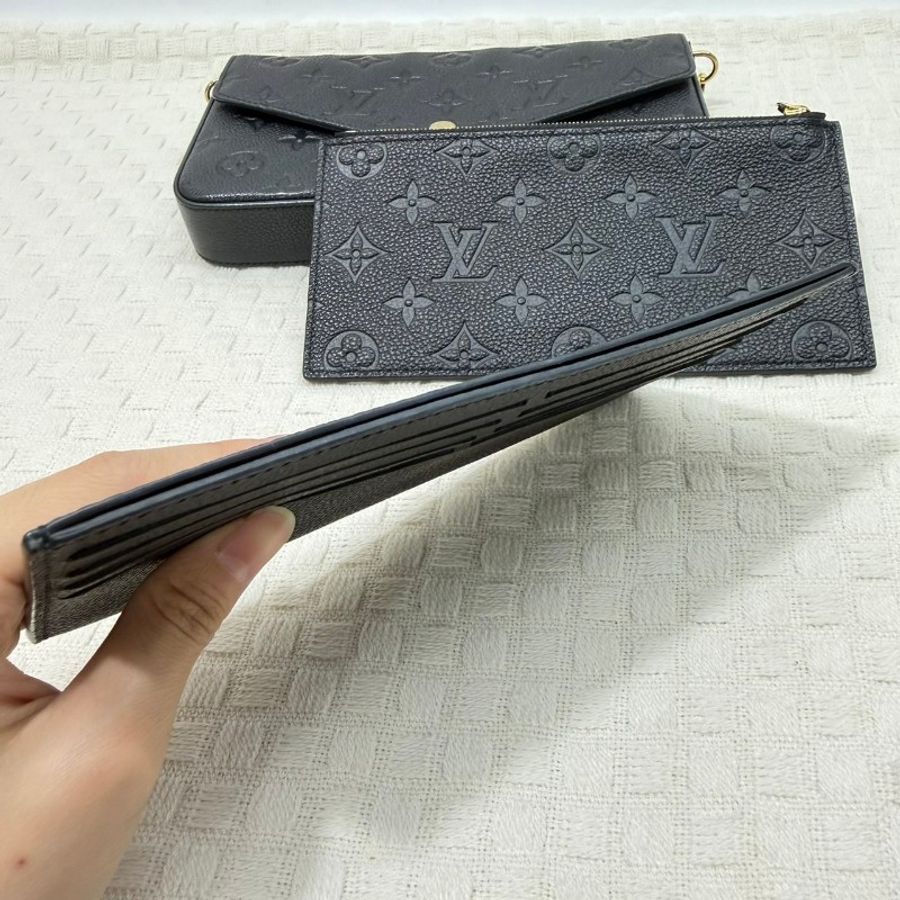 [LV專櫃銷量排名😆] LV黑牛皮壓紋FeliciePochette三合一鏈包-18