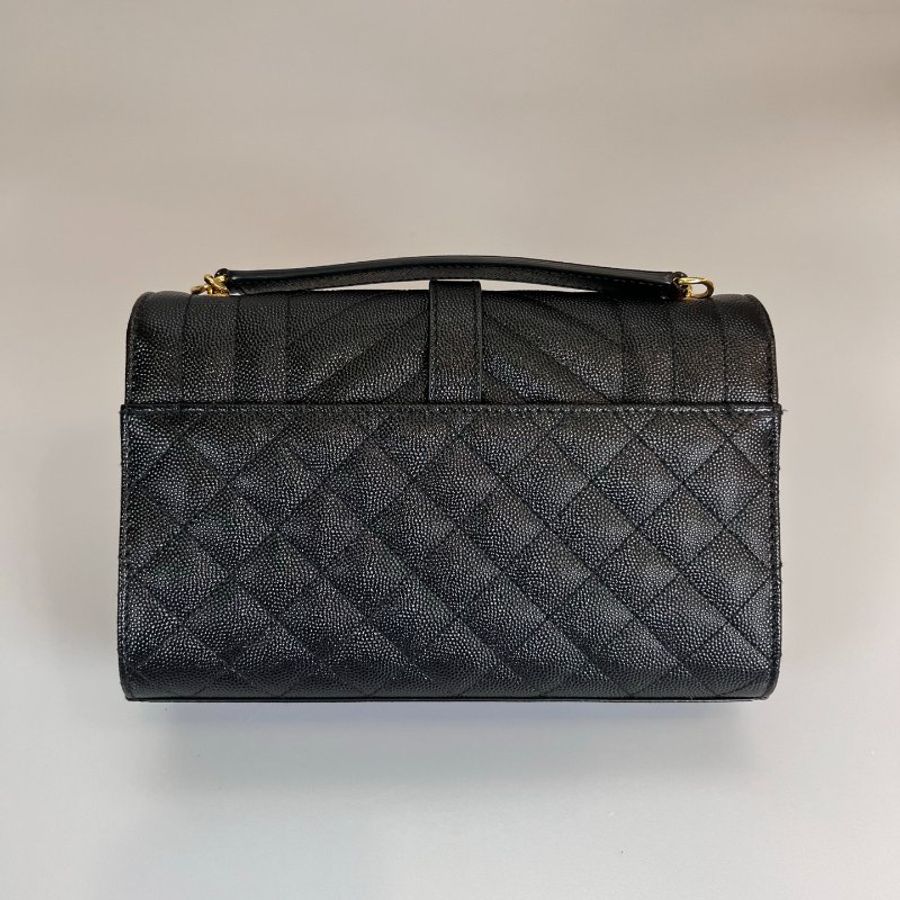 YSL 600195 黑金菱形絎縫縫線側肩包-2