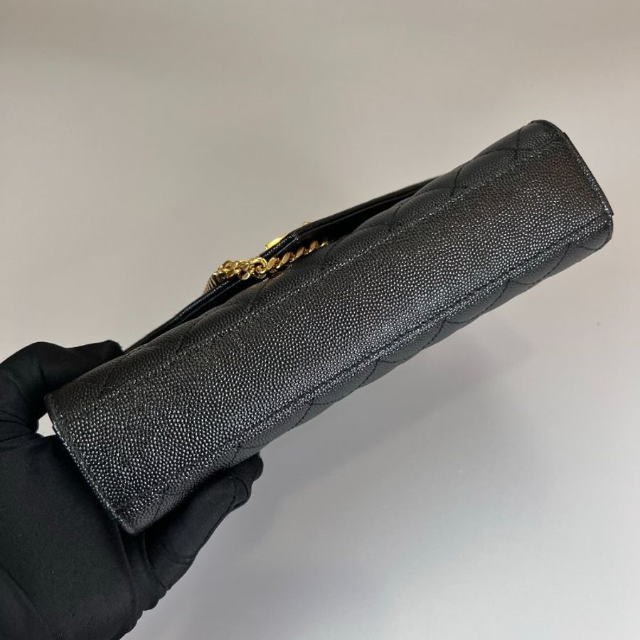 YSL 600195 黑金菱形絎縫縫線側肩包-5