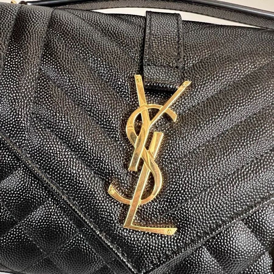 YSL 600195 黑金菱形絎縫縫線側肩包-10