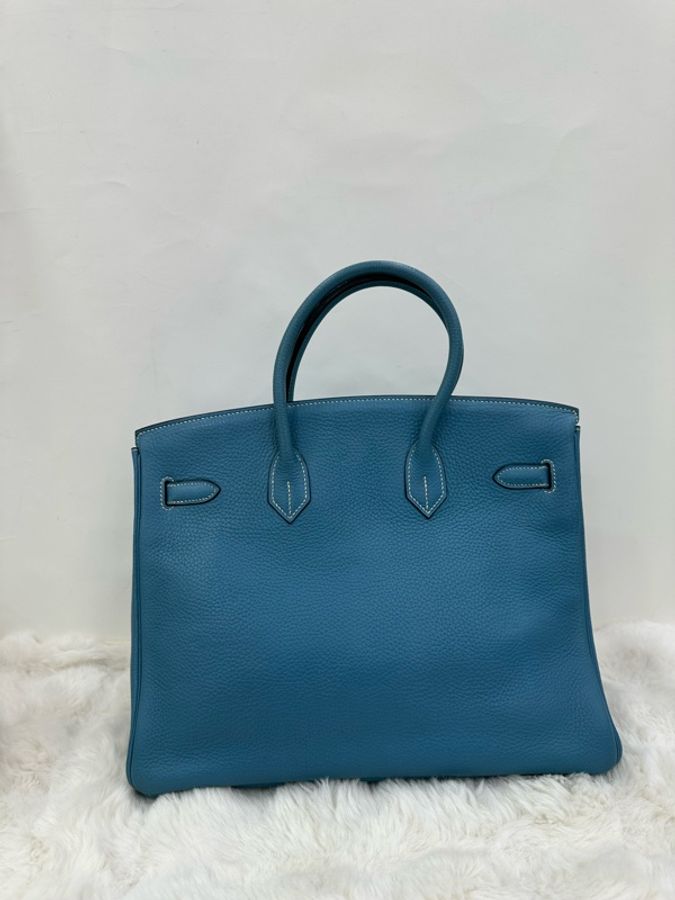 Hermes 愛馬仕 Birkin 35 牛仔藍 銀扣 Togo皮 框I刻-2