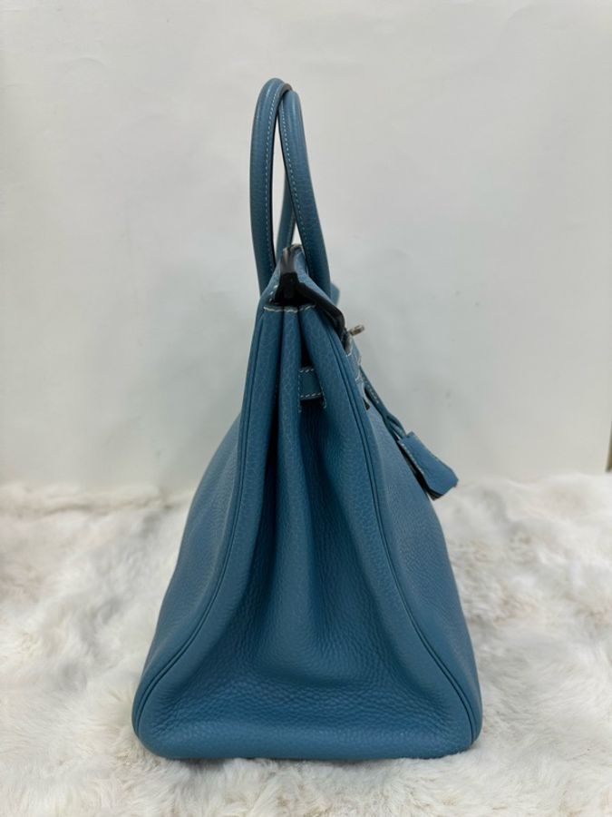 Hermes 愛馬仕 Birkin 35 牛仔藍 銀扣 Togo皮 框I刻-4