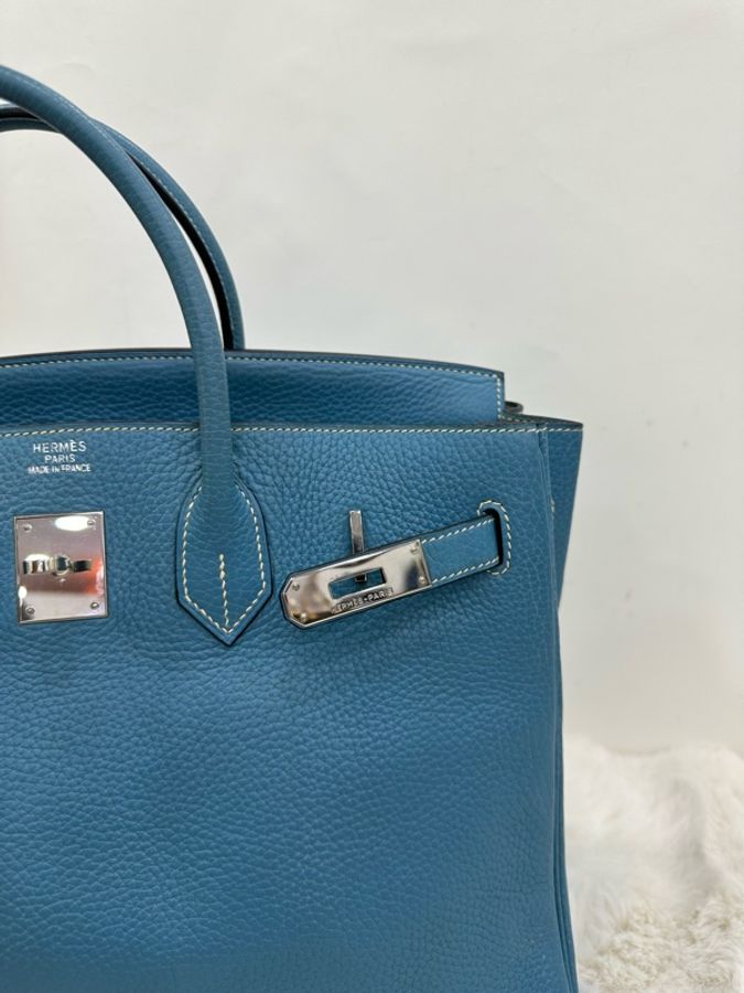 Hermes 愛馬仕 Birkin 35 牛仔藍 銀扣 Togo皮 框I刻-7