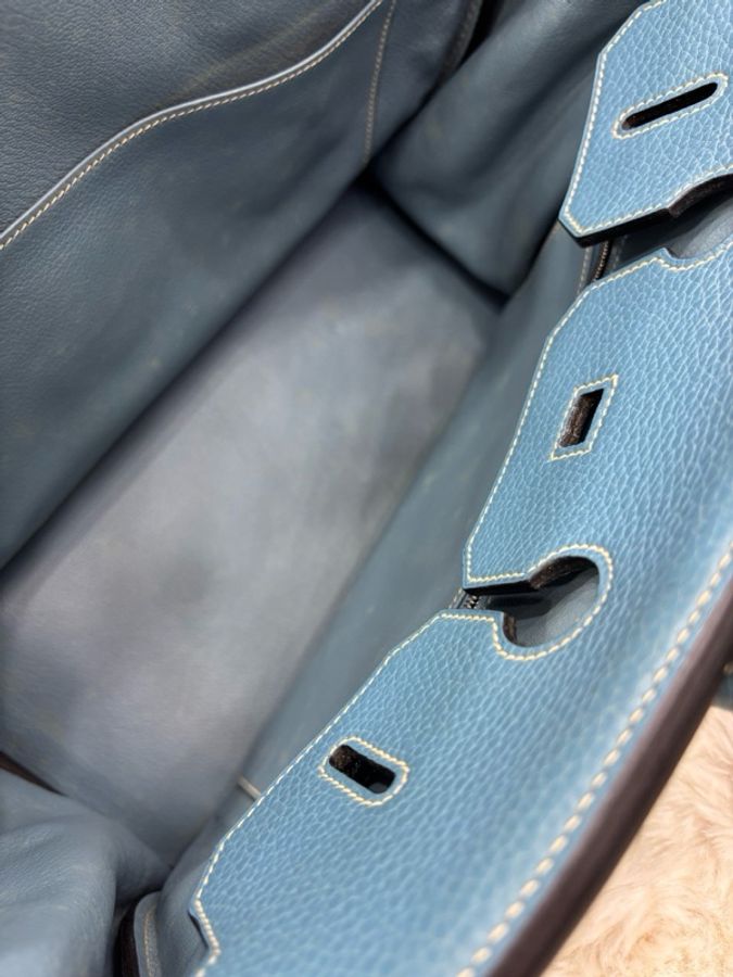 Hermes 愛馬仕 Birkin 35 牛仔藍 銀扣 Togo皮 框I刻-8