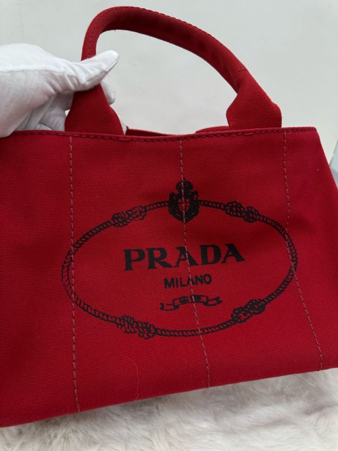 Prada普拉達 紅色沙灘包手提腋下斜挎-5