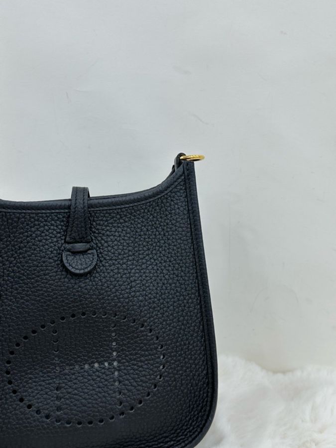 Hermes愛馬仕mini Evelyne,黑色TC皮 黑金 B刻 有購證-6