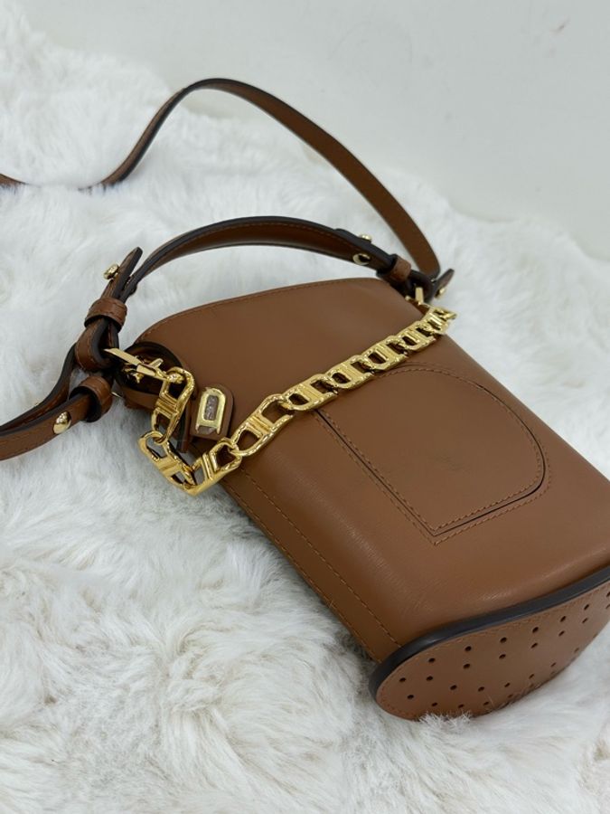 Delvaux 德爾沃 Pin水桶包,焦糖色 mini-4