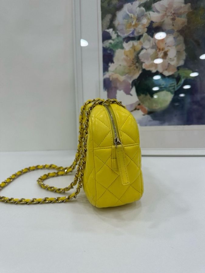 CHANEL/香奈兒手提單肩相機包 香奈兒相機包 檸檬黃色 15開 無卡-2