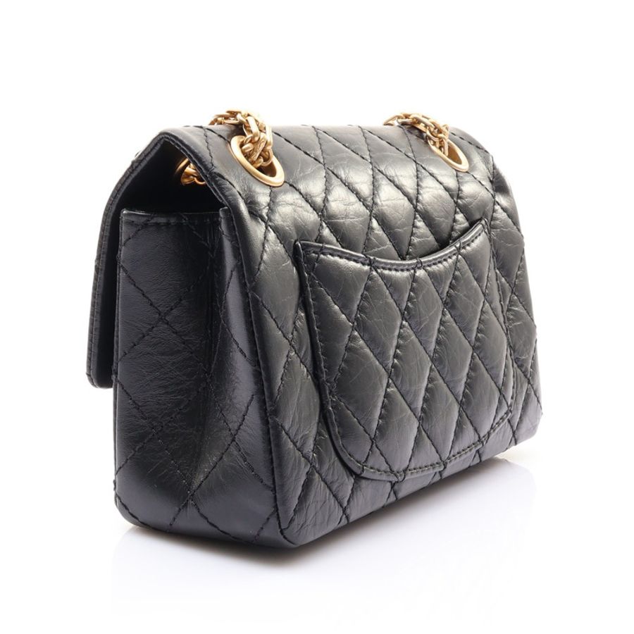 黑色 菱格紋 牛皮 2.55 Mini 鍊帶 肩背包【CHANEL 香奈兒】 AS0874-1