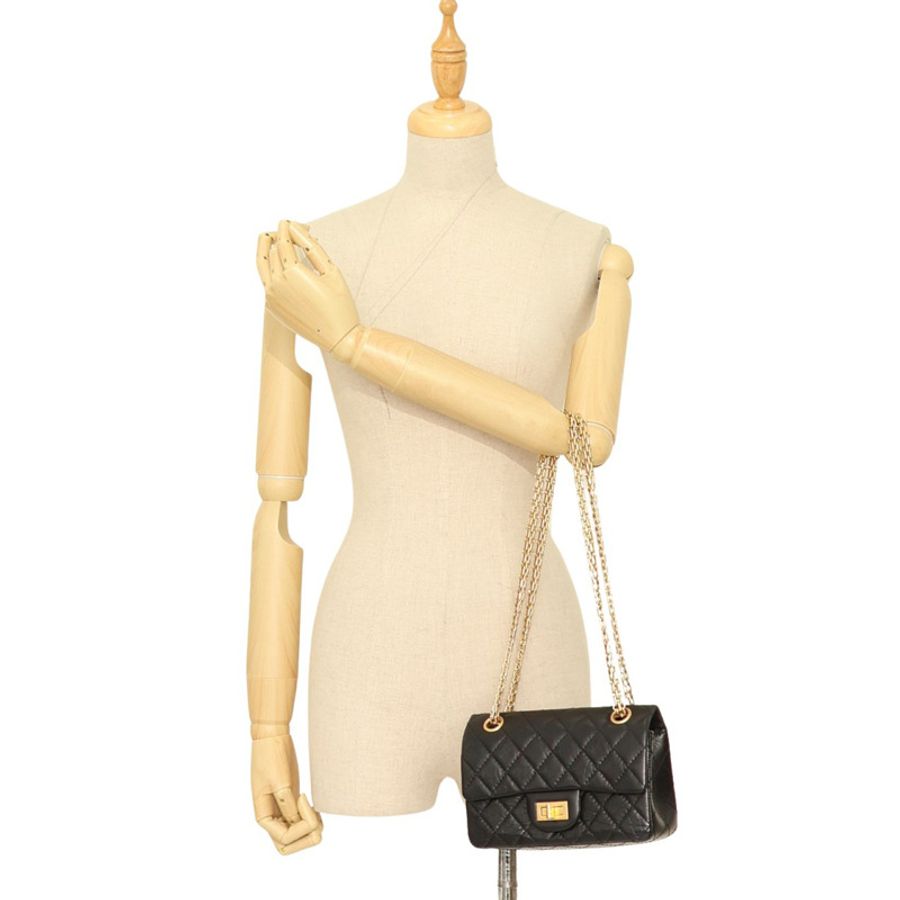 黑色 菱格紋 牛皮 2.55 Mini 鍊帶 肩背包【CHANEL 香奈兒】 AS0874-7