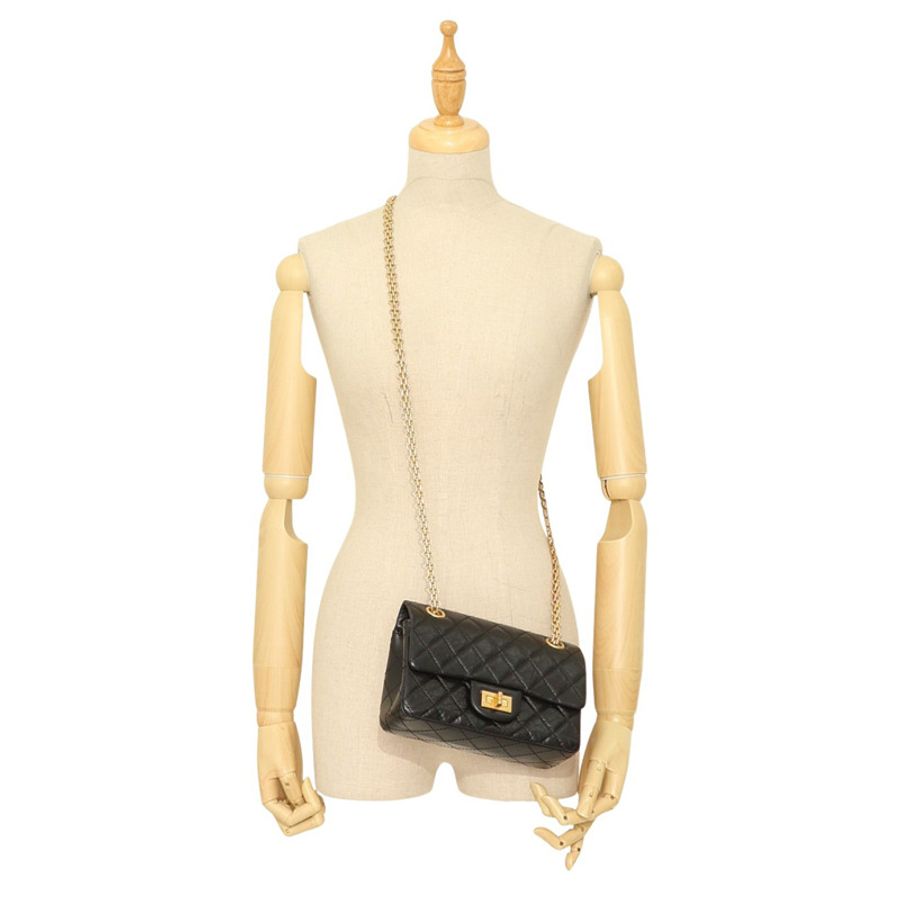 黑色 菱格紋 牛皮 2.55 Mini 鍊帶 肩背包【CHANEL 香奈兒】 AS0874-8