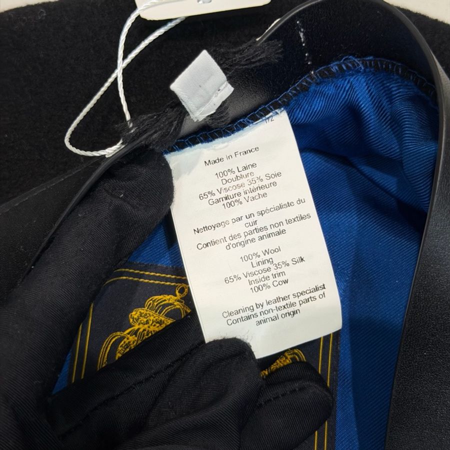 HERMES Saint Honoré 款黑色羊毛貝雷帽 XC721-12