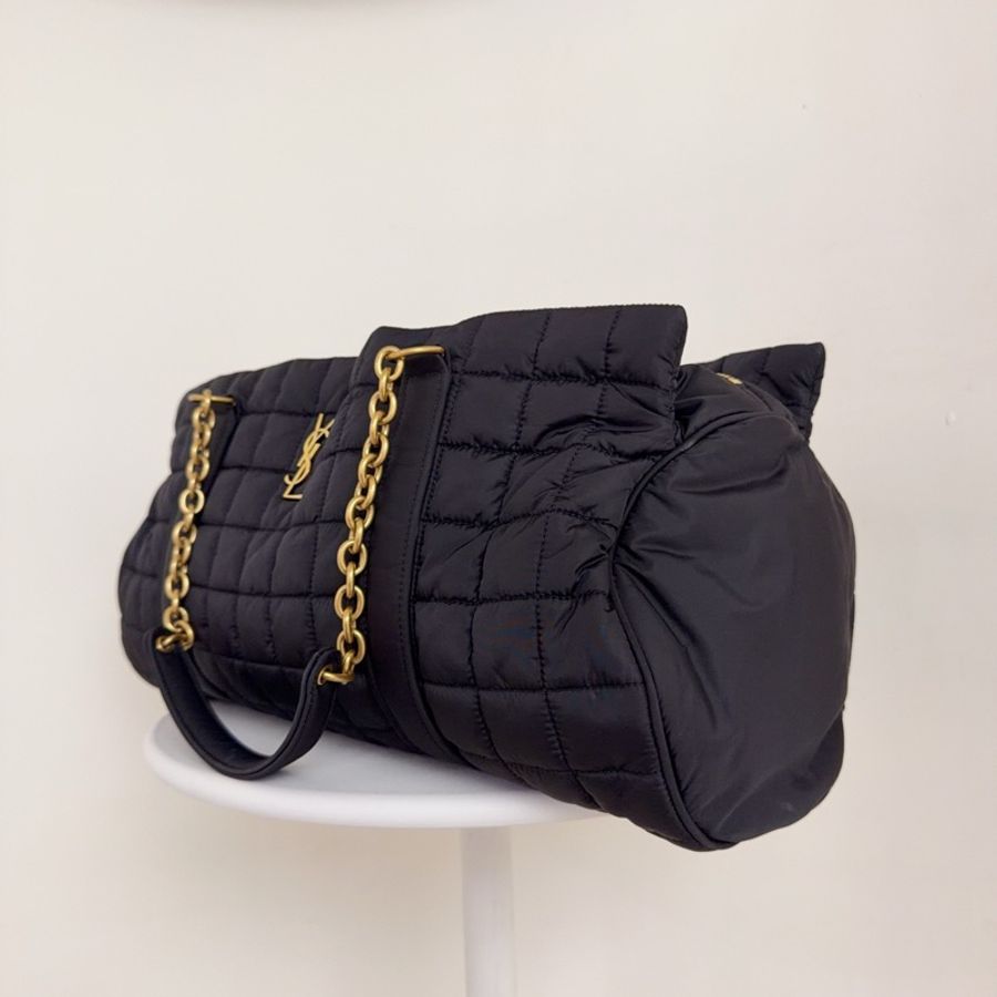 YSL 聖羅蘭 黑金 波士頓 尼龍單肩包-2