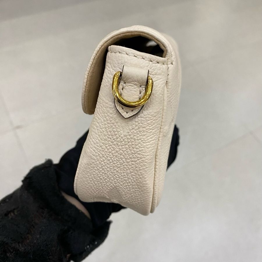 路易威登 LV ivy 奶白色全皮壓紋腋下包單肩包斜挎包-5