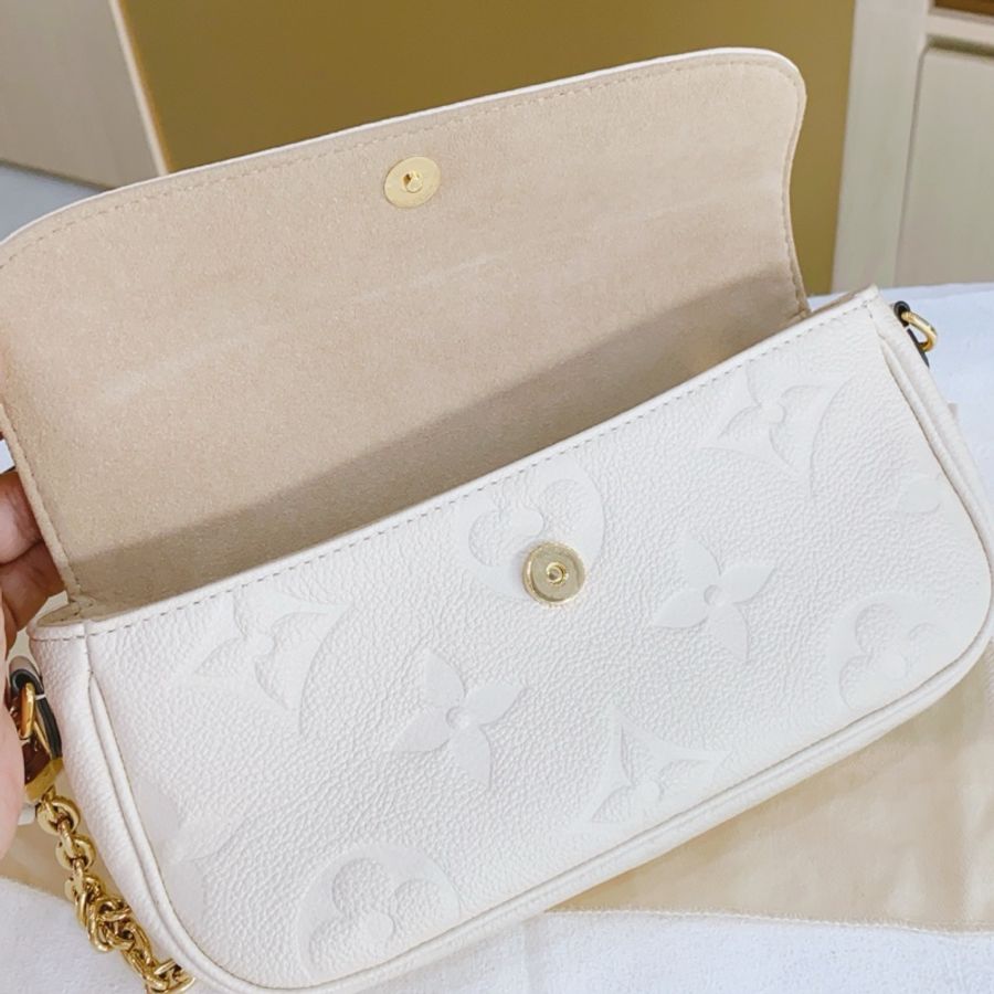 路易威登 LV ivy 奶白色全皮壓紋腋下包單肩包斜挎包-6